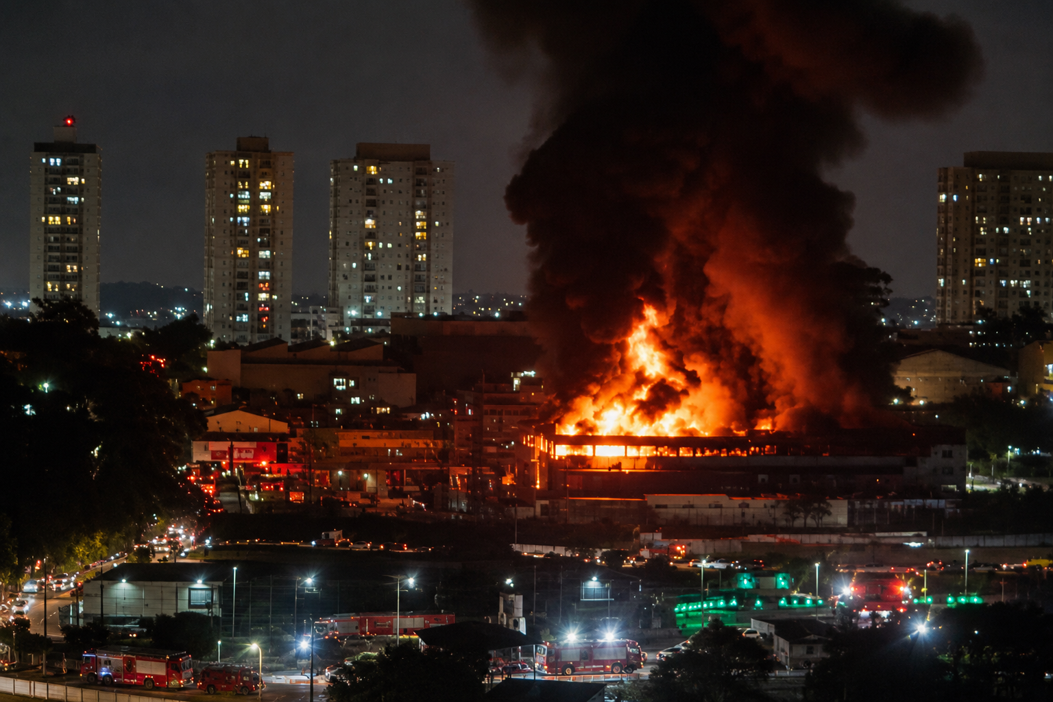 Incêndio em galpão de Guarulhos mobiliza 38 bombeiros e dura mais de 10 horas